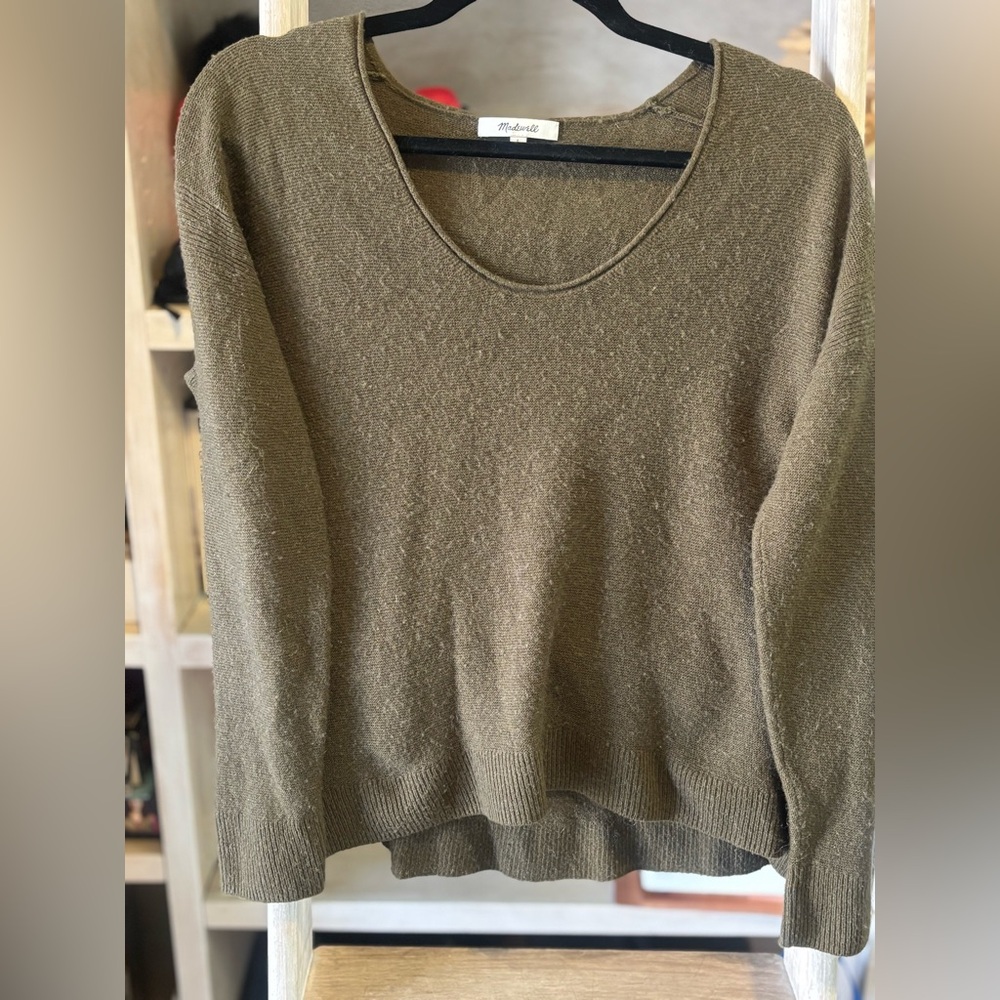 Madewell Olive Scoop Neck Sweater